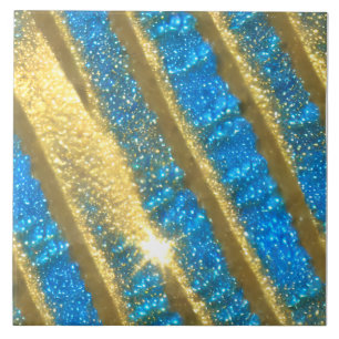 Blue and Gold Glitter Pattern Tile