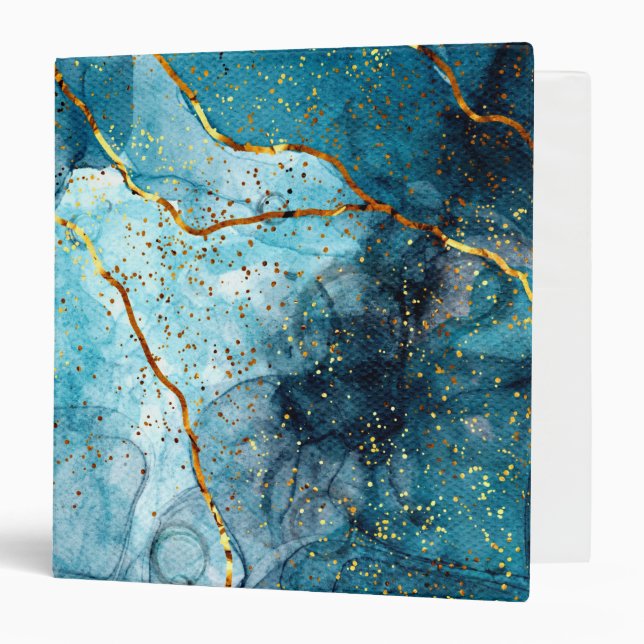 Blue and gold glittery marble binder (Front/Inside)