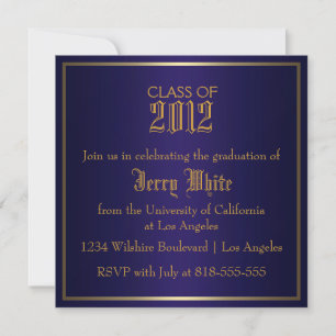Blue and Gold Graduation Invitation