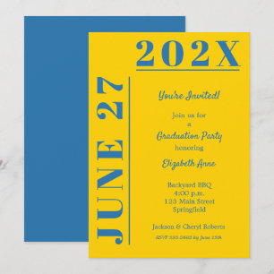 Blue and Gold Graduation Party Invitation