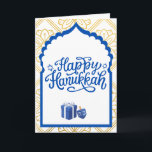 Blue and Gold Happy Hanukkah Holiday Card<br><div class="desc">Blue and Gold Happy Hanukkah Holiday Card</div>