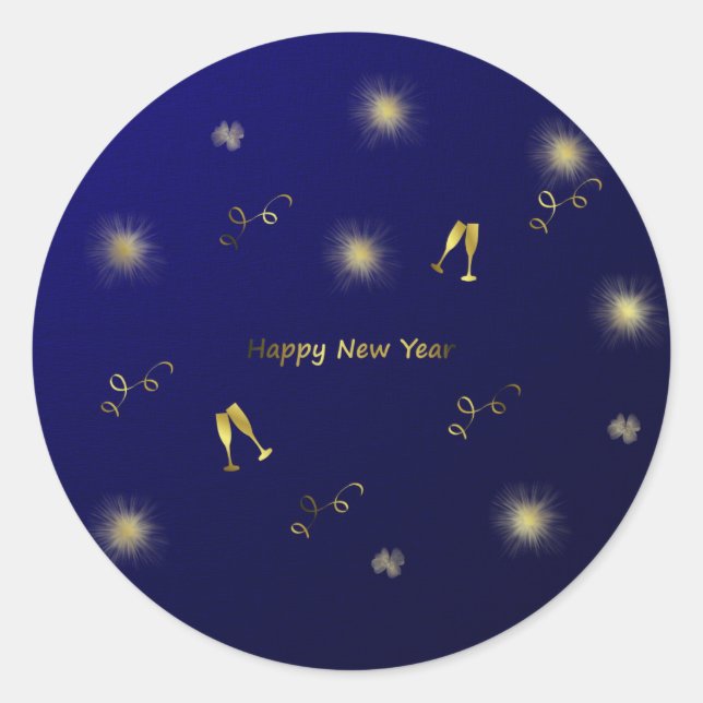 blue and gold happy new year sticker (Front)