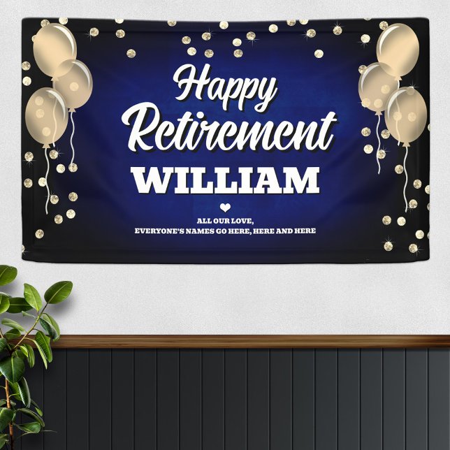 Blue and Gold Happy Retirement  Banner (Creator Uploaded)