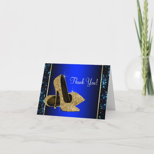 Blue and Gold High Heel Shoe Thank You (Front)