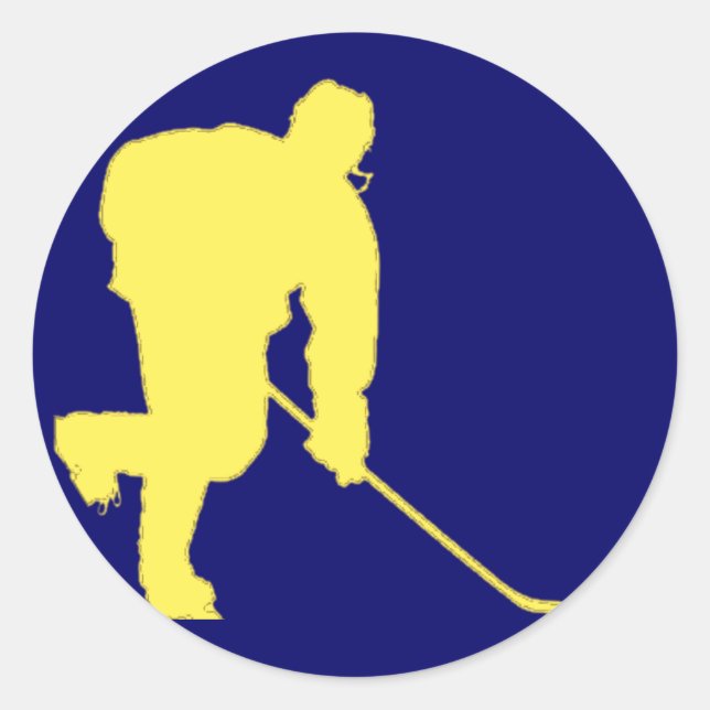 BLUE AND GOLD HOCKEY CLASSIC ROUND STICKER (Front)