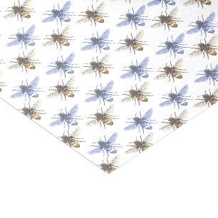 Blue and Gold Honeybees Tissue Paper