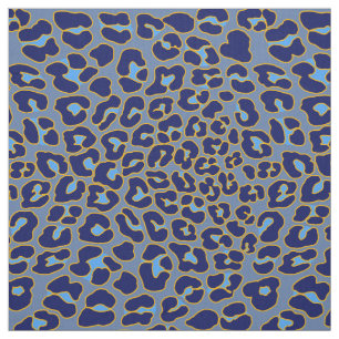 Blue and gold leopard print  fabric