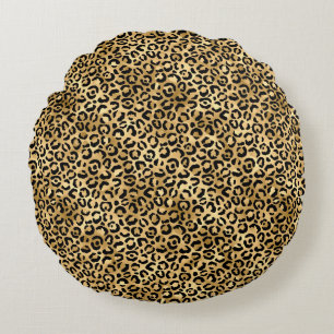 Blue and Gold Leopard Series Design 2 Round Pillow
