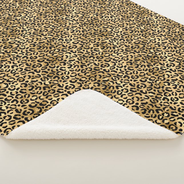 Blue and Gold Leopard Series Design 2 Sherpa Blanket (3/4)