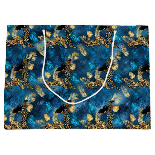 Blue and Gold Leopard Series Design 6 Large Gift Bag