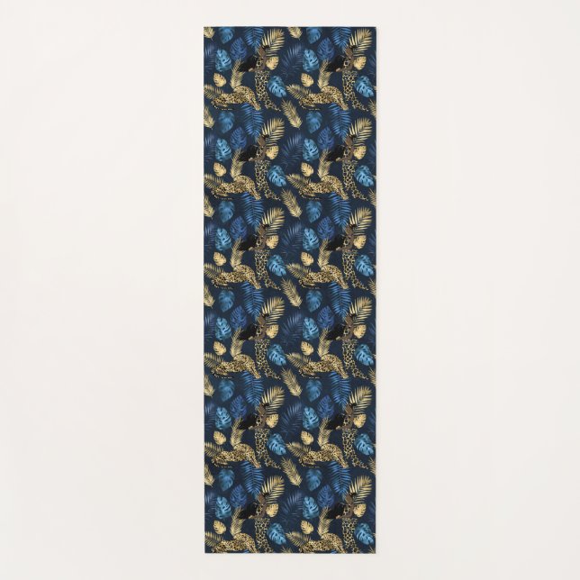 Blue and Gold Leopard Series Design 8 Yoga Mat (Front)