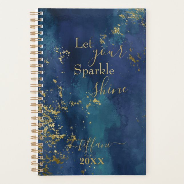 Blue and Gold Let Your Sparkle Shine Planner (Devant)