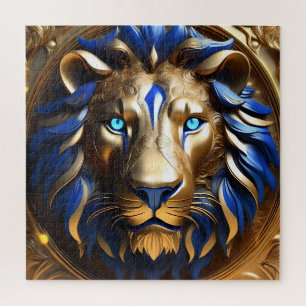 Blue And Gold Lion Head, Jigsaw Puzzle