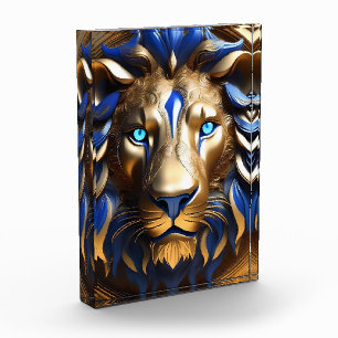Blue And Gold Lion Head, Photo Block