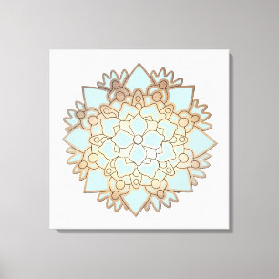 Blue and Gold Lotus Canvas Print