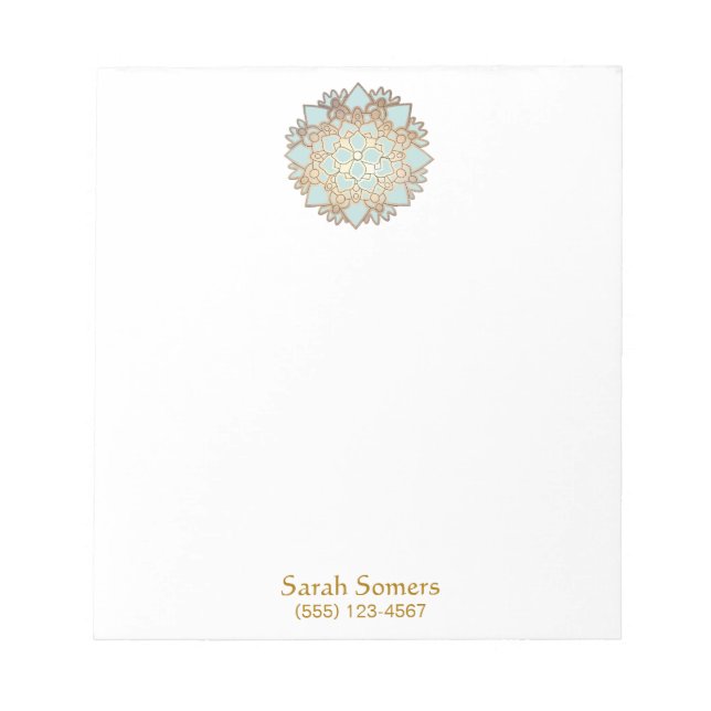 Blue and Gold Lotus Personalized Notepad (Front)