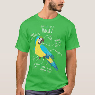 Blue and Gold Macaw Parrot Anatomy T-Shirt