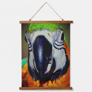 Blue And Gold Macaw Parrot Face Abstract Art  Hanging Tapestry