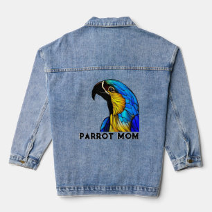 Blue and Gold Macaw Parrot Mom Denim Jacket