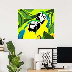 Blue and Gold Macaw Parrots Poster