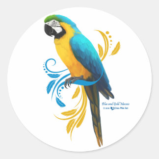 Blue and Gold Macaw Round Sticker