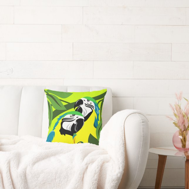 Blue and Gold Macaw Throw Pillow (Couch)