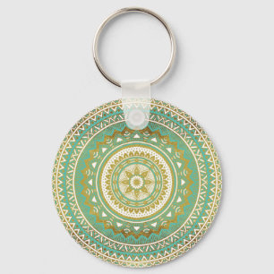 Blue and gold madala keychain