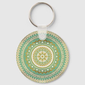 Blue and gold madala keychain