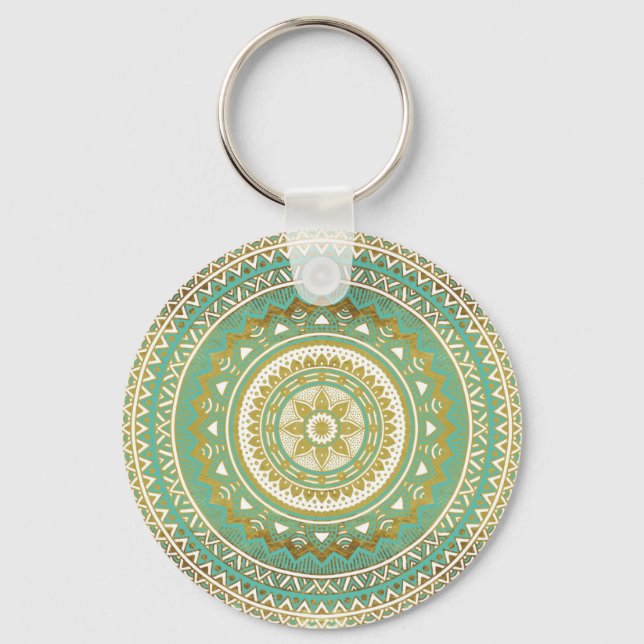 Blue and gold madala keychain (Front)