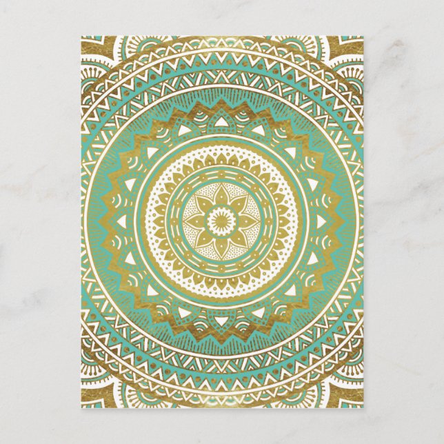 Blue and gold madala postcard (Front)