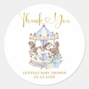 Blue and Gold Magical Carousel Thank You Sticker