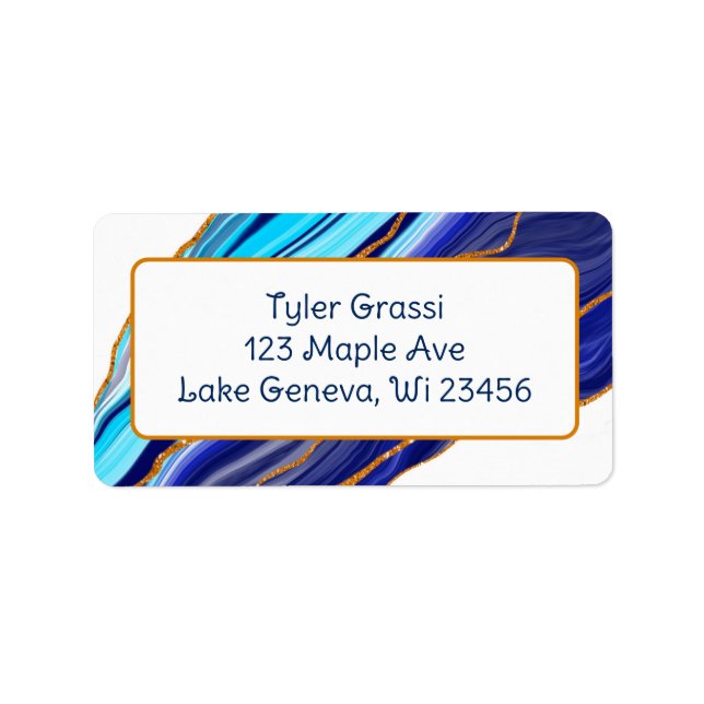 Blue and Gold Marble Art Label (Front)