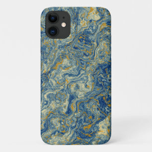 Blue and gold marble iPhone 11 case