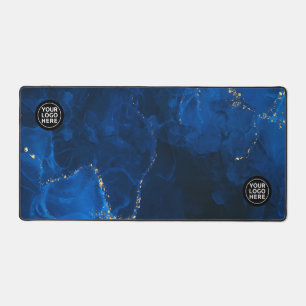 Blue and Gold Marble Desk Mat Mouse Pad