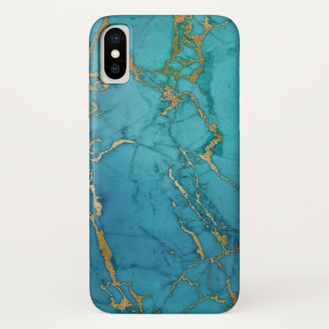Blue and Gold Marble Elegant Modern Print Case-Mate iPhone Case (Back)