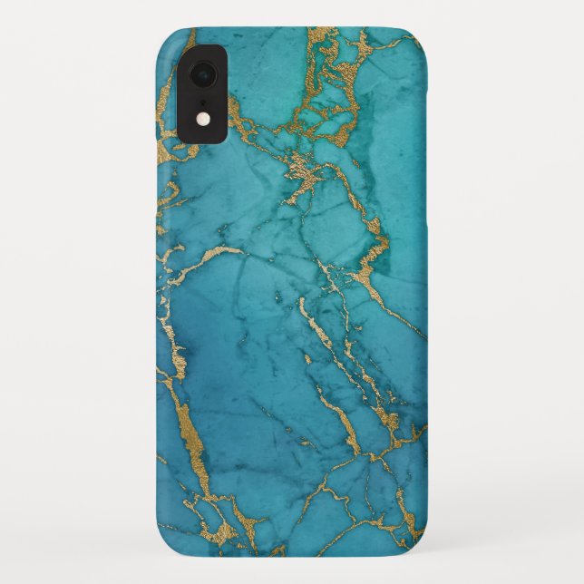 Blue and Gold Marble Elegant Modern Print Case-Mate iPhone Case (Back)
