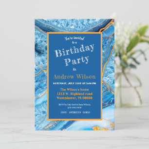 Blue and Gold Marble Invitation
