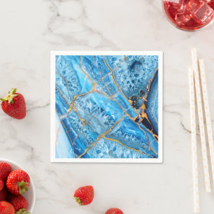 Blue and Gold Marble Napkin