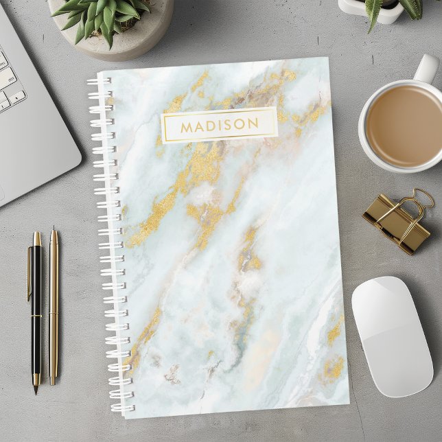 Blue and Gold Marble Personalized Name Custom Planner (Creator Uploaded)