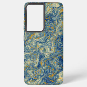 Blue and gold marble samsung galaxy case
