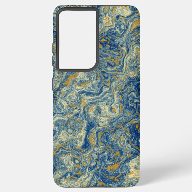 Blue and gold marble samsung galaxy s21 ultra case (Back)