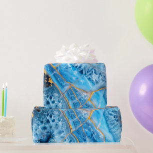 Blue and Gold Marble Wrapping Paper