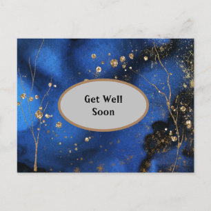 Blue And Gold Marbled Get Well Postcard