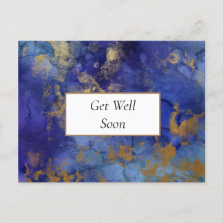 Blue And Gold Marbled Get Well  Postcard