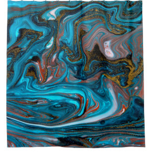 Blue and gold marbling pattern. Golden marble liqu