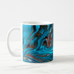 Blue and gold marbling pattern. Golden marble liqu Coffee Mug
