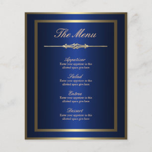 Blue and Gold Menu Card