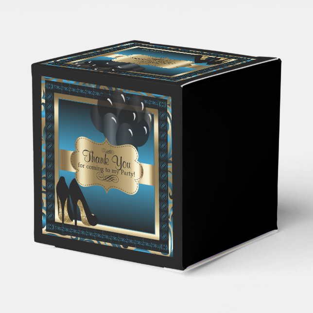 Blue and Gold Metallic - 00th Birthday  | DIY Text Favor Box (Back Side)