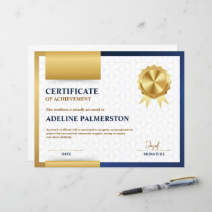 Blue and Gold Modern Achievement Certificate 