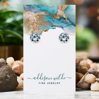 Blue And Gold Modern Art Jewellery Earring Display Business Card